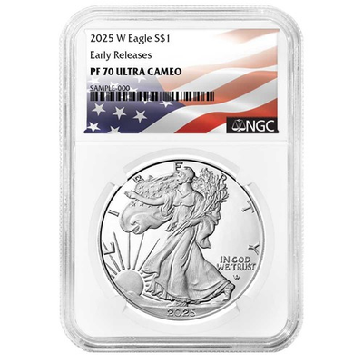 #ad 2025 W Proof $1 American Silver Eagle NGC PF70UC ER Flag Label $129.00