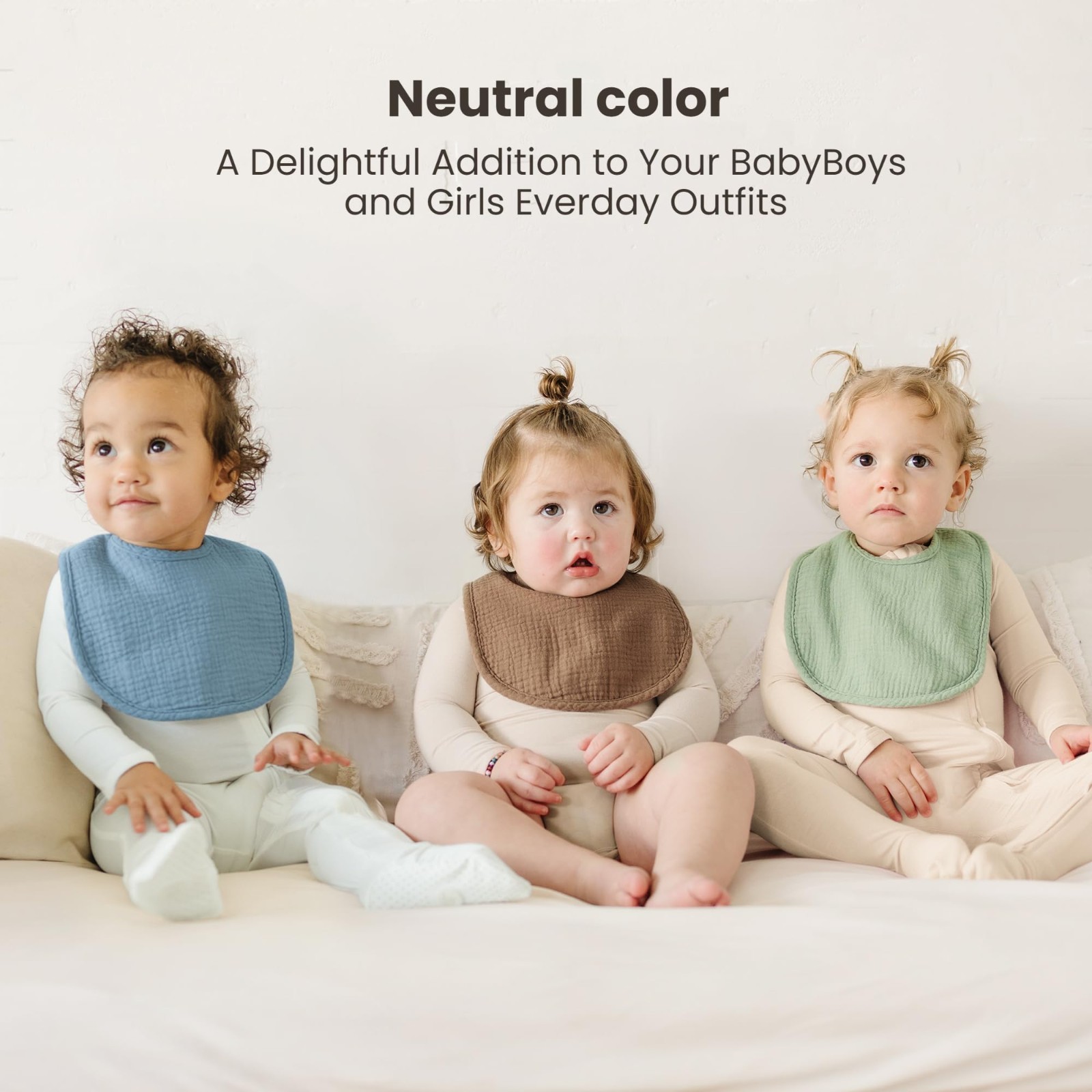 10-Pack Muslin Baby Bandana Drool Bibs, Soft Cotton Unisex for Boys & Girls