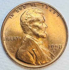 1958 d wheat penny RD Uncirculated 