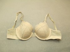 34B Lively Womens Beige Lace Lined Underwired Back Closure Opaque Demi Bra 9G