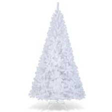 Artificial White Christmas Tree CM19736 8 foot Unlit Holiday Winter Decor Stand