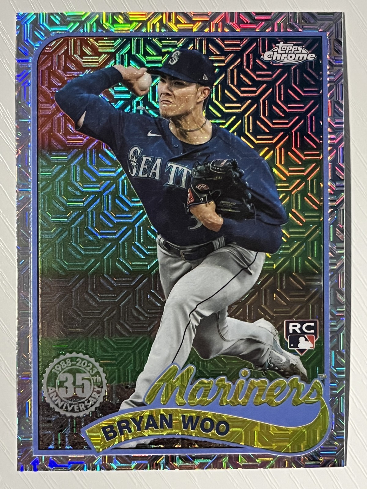 Bryan Woo 2024 Topps Silver Pack 1989 Chrome Mojo Refractor RC Seattle Mariners