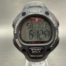 Timex Ironman Triathlon Watch Men 38mm Digital Black Alarm Chrono Round New batt