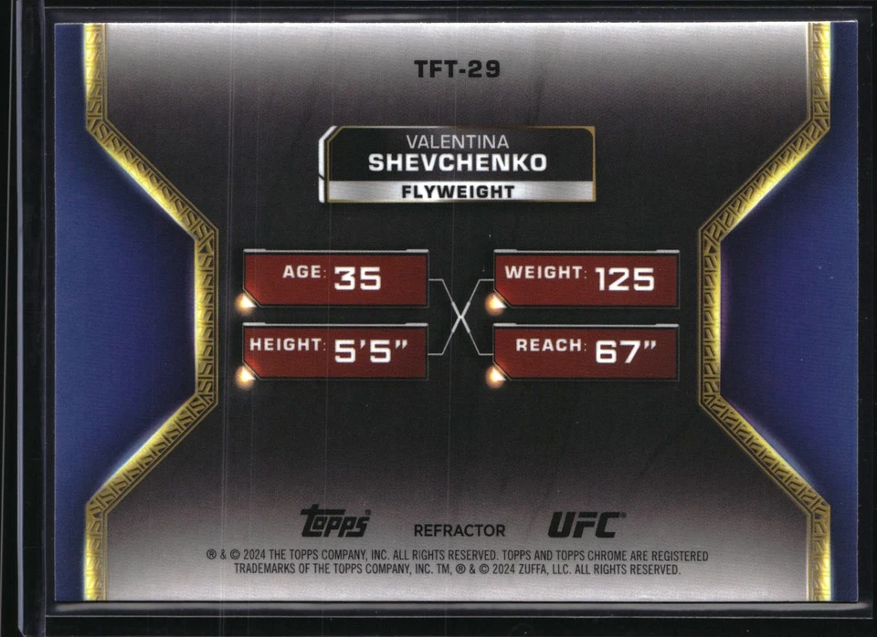 2024 Topps Chrome UFC Valentina Shevchenko #TFT-29 Refractor - Image 2 of 2