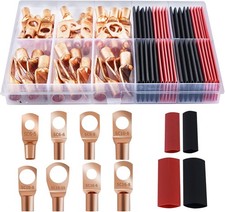 80 Pcs Copper Wire Lugs Battery Terminal Connectors AWG 8 6 12 10 Heat Shrink