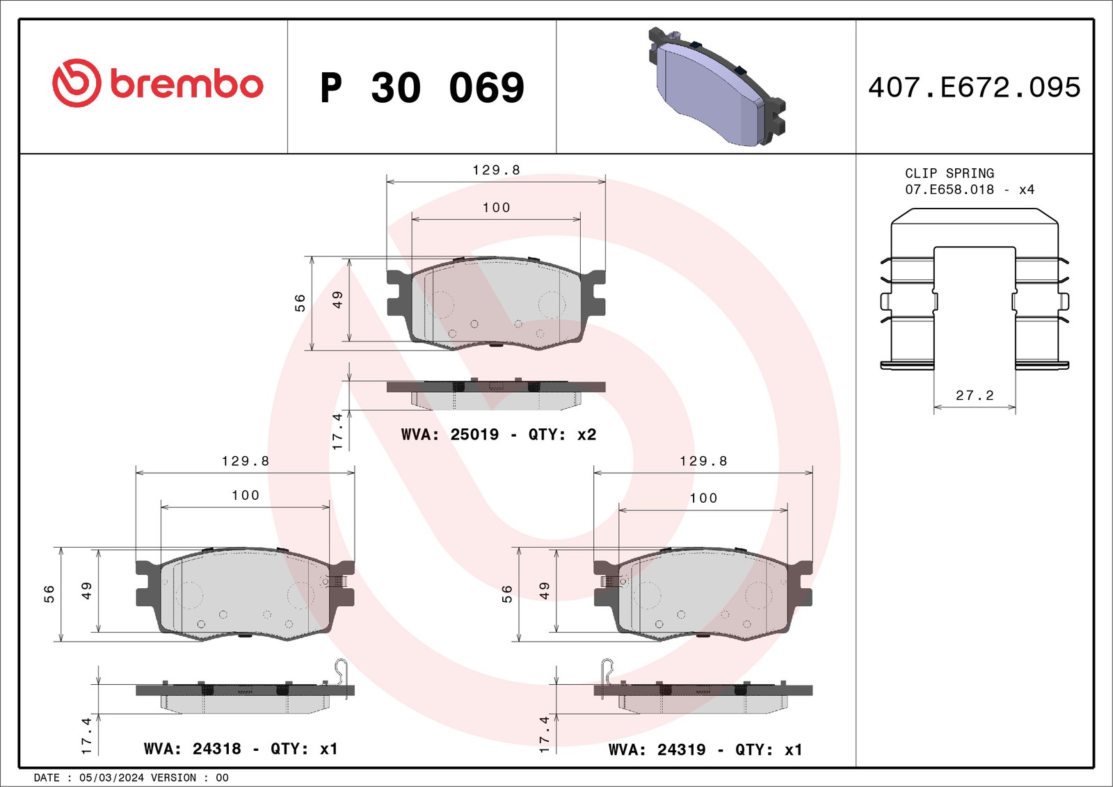 Bremsbelagsatz, Scheibenbremse P 30 069 BREMBO für HYUNDAI i20 I - Bild 8