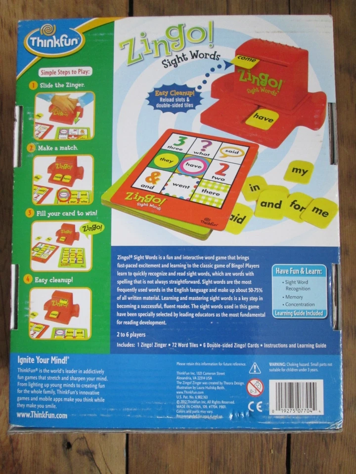 Zingo Sight Words Game by ThinkFun PRE-K-1 New In Open Box Homeschool Learning - Image 4 of 4