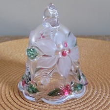 Vintage Mikasa Holiday Bloom Crystal Bell Christmas Poinsettia Holly Traditional