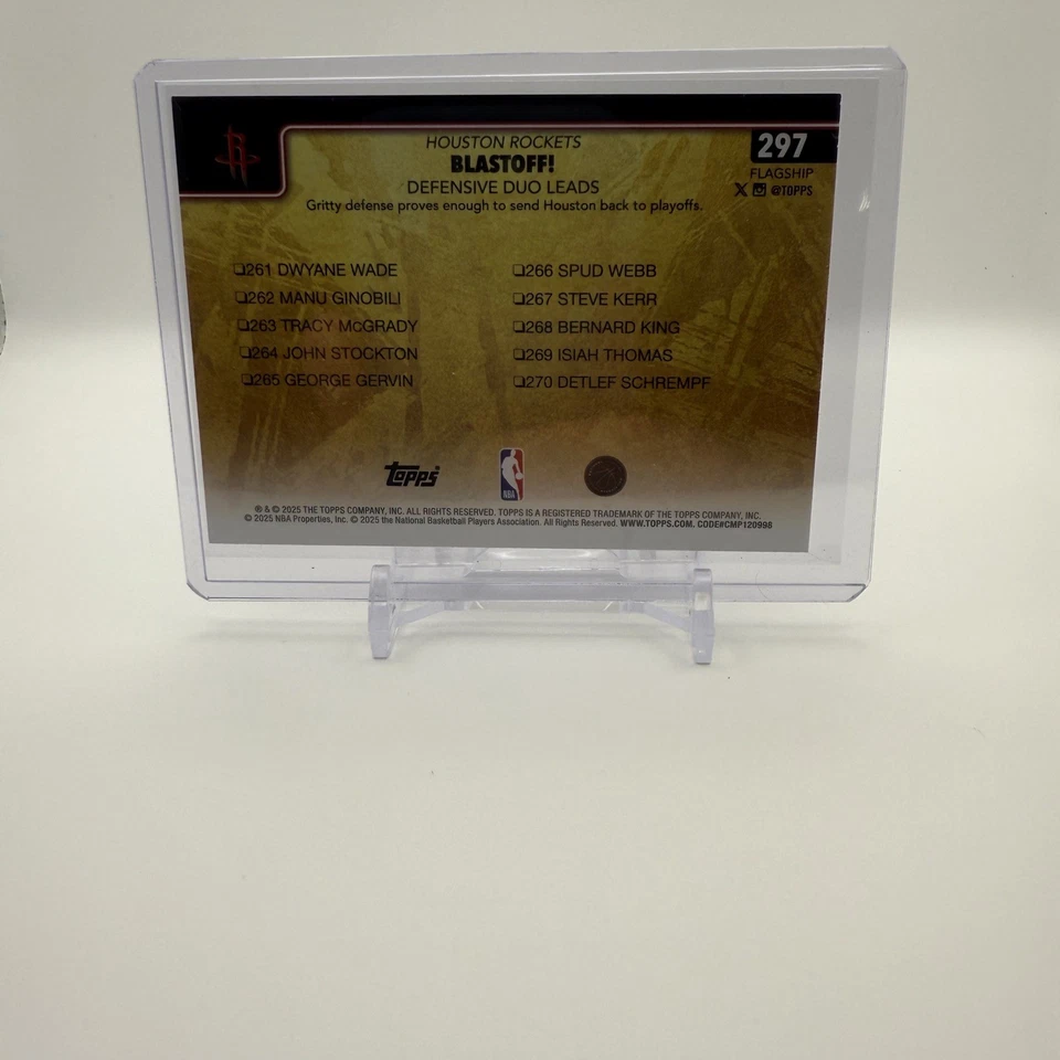 2025-26 Topps #297 VARIACIÓN DE IMAGEN DE ESPEJO DORADO Rockets SSP Foto 3 de 4
