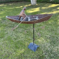 John Garrett Thew Copper Weathervane -  DORY FISHERMAN - Vintage - SIGNED