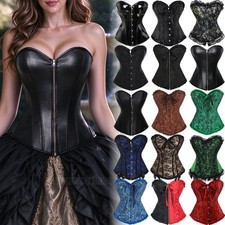 Ladies Boned Corset Jacquard Lace Up Bustier Waist Cincher Cosplay Outfit