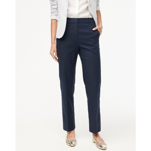 J Crew Kallie Stretch Linen Blend Straight Leg Workwear Pants US Women's 12P New
