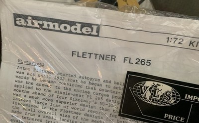 Airmodel Flettner FL265 Model Helicopter Kit #318  1:72 Scale Autogyro