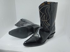 Vintage Deadstock 1950s Black Leather Justin Boots  Size 4 Made In Usa