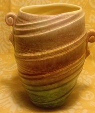Vintage Stylish Little Sylvac Vase Ribbed Graduated Colours Green Pink