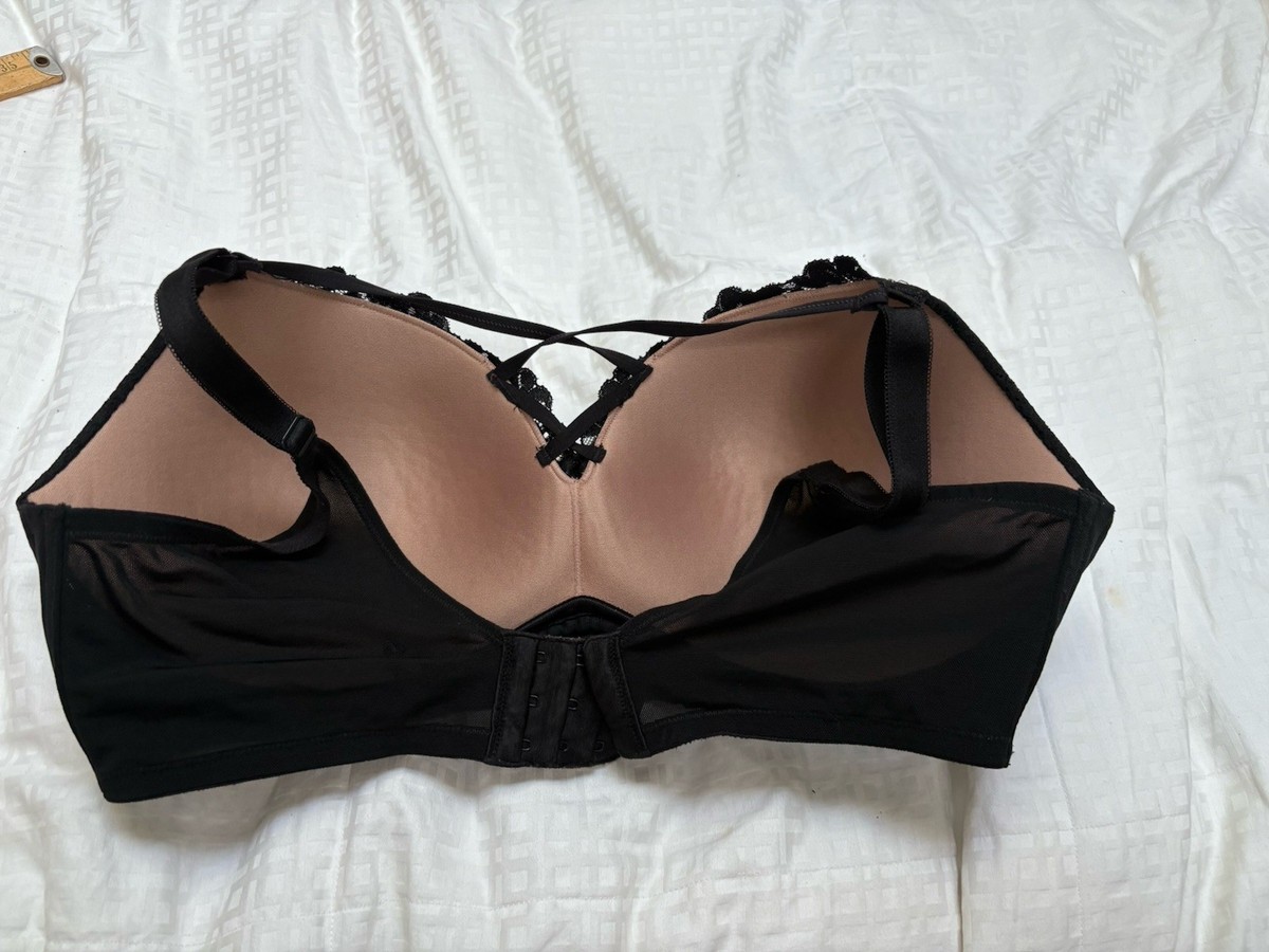 Torrid Wireless Dream Boost 38DDD Padded Push Up Plunge Bra Black Lace Comfort View 2