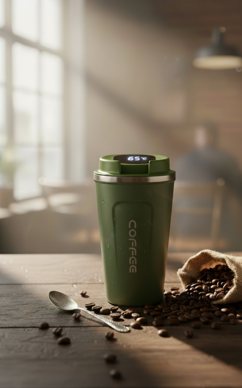 13oz Vacuum Insulated Coffee Mug LED Temp Display Stainless 