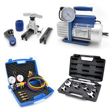 Professionelles Klimaanlagen-Kit - 70L Vakuumpumpe, 4-Wege Manometer-Set, Rohrve