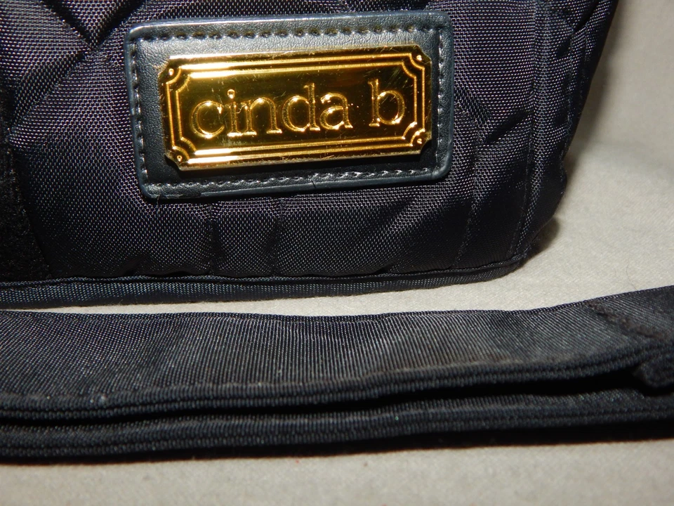 Cinda B quilted black weekend bag w/ crossbody strap & handles duffle - Image 2 of 4