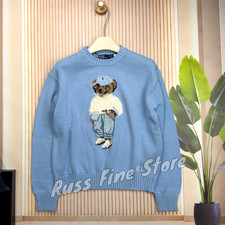 POLO RALPH LAUREN Light Blue Polo Bear Sweater Women Size - S