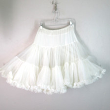 Vtg Sams Western Petticoat Skirt L White 3 Tier 2 Layers Fluffy Chiffon Ruffles