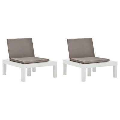 2x Chaises de Salon de Jardin et Coussins Plastique Siège d'Extérieur vidaXL - Photo 1/3