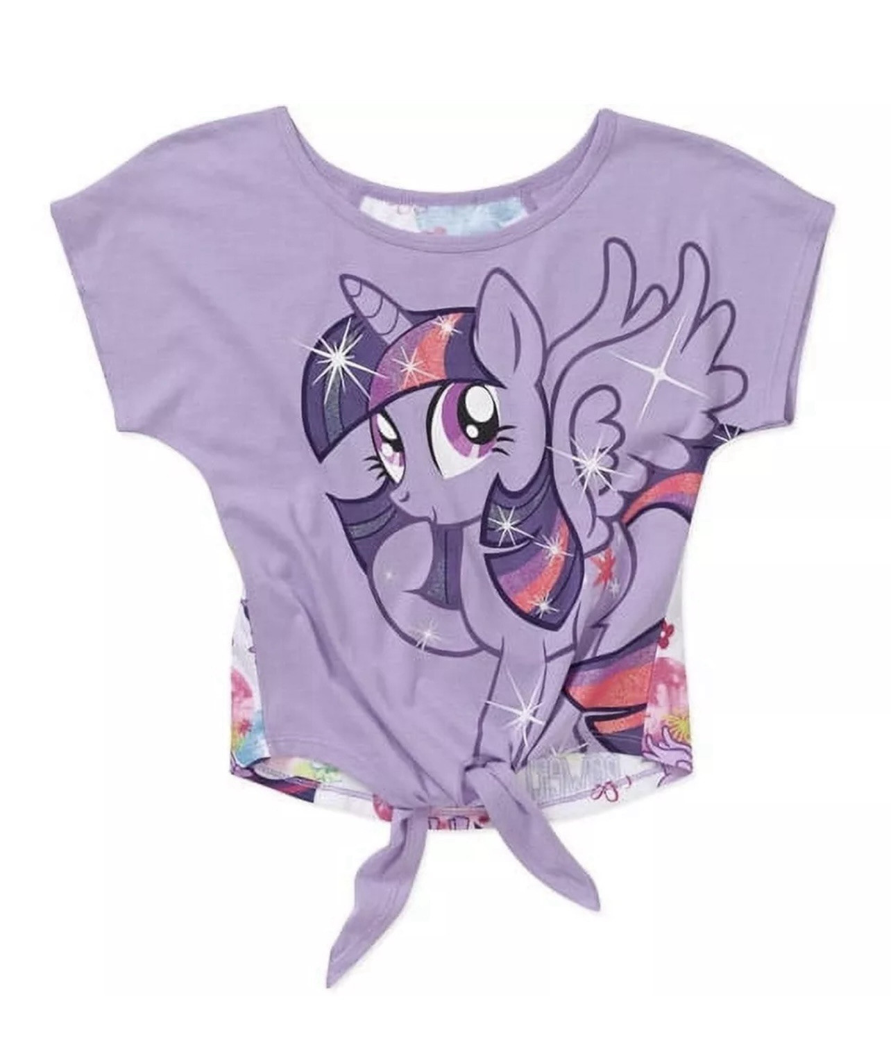 My Little Pony Twilight Top con cravatta davanti per bambina accenti glitterati taglia S (6 6x)