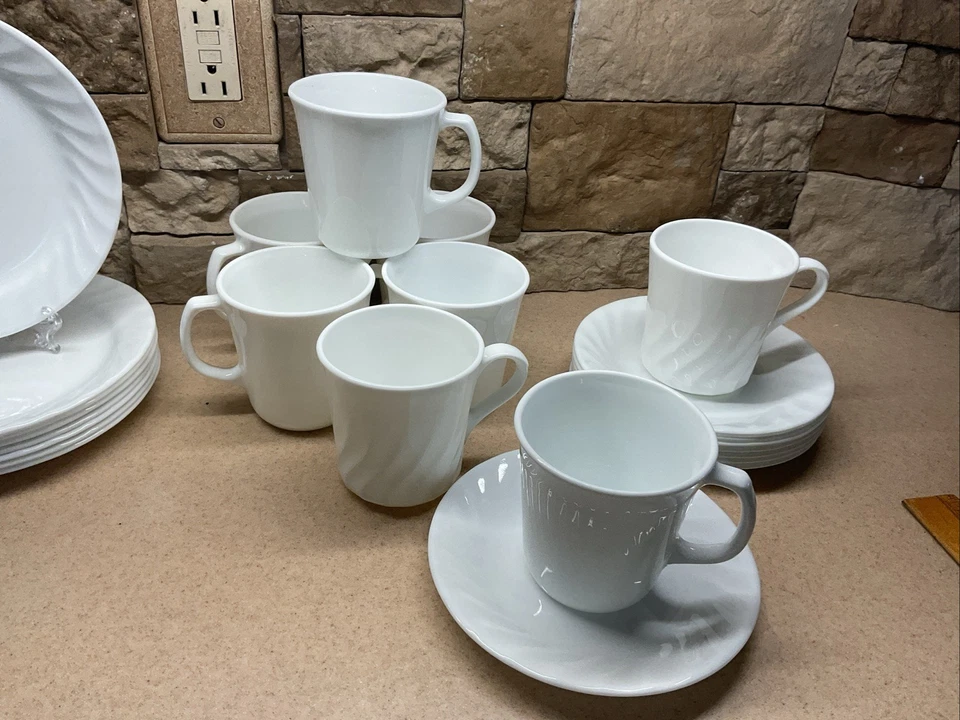 Corelle Corning MEJORAS 71/4" Pan Postre Ensalada Platos Laterales Tazas Remolino 24 piezas Foto 4 de 4