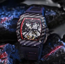 Richard Fashion Style Rapper Mille Black Red Skeleton Automatic Watch
