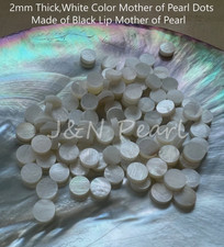JNNPEARL 2mm Thick 50pcs 6mm White Color Dots Made of Black Mother of Pearl
