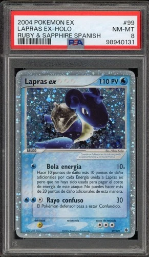 Pokemon Lapras ex EX Ruby & Sapphire SPANISH Holo Ultra Rare #99 PSA 8