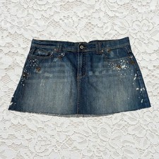 vintage y2k embroidered denim mini skirt