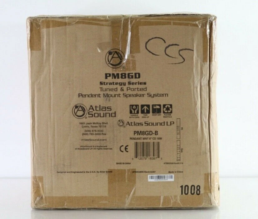 Atlas Sound PM8GD-B 8" 2-way High Efficiency Pendent Mount Speaker (Black) B Z9 - Image 2 of 2