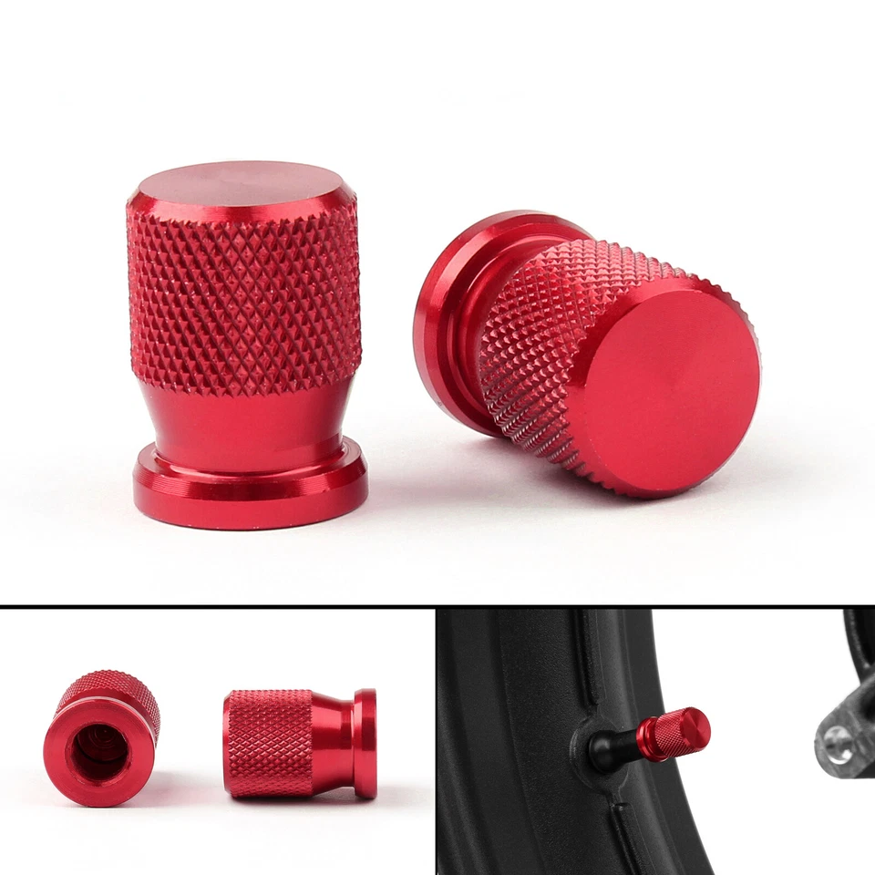 Cnc Alu Anti-Thief Tire Valve Stem Cap Cover Red For Scooter Car Truck Bike - Image 2 of 4