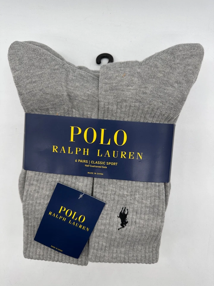 PACOTE COM 6 PARES DE MEIAS POLO RALPH LAUREN ESPORTE CLÁSSICO MASCULINO TAMANHO 10-13 - Imagem 4 de 4
