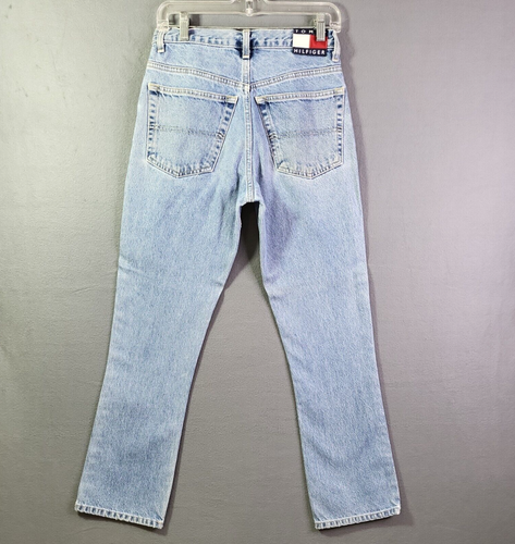 VTG Tommy Hilfiger Juniors Flag Logo Jeans Blue Y2K Straight Denim Size 28x29 - Picture 3 of 14