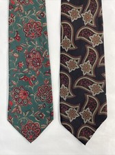 Vintage Lot 2 Silk Paisley Neckties Gordon Thomas Gant Black Green Ties 3.75x58?