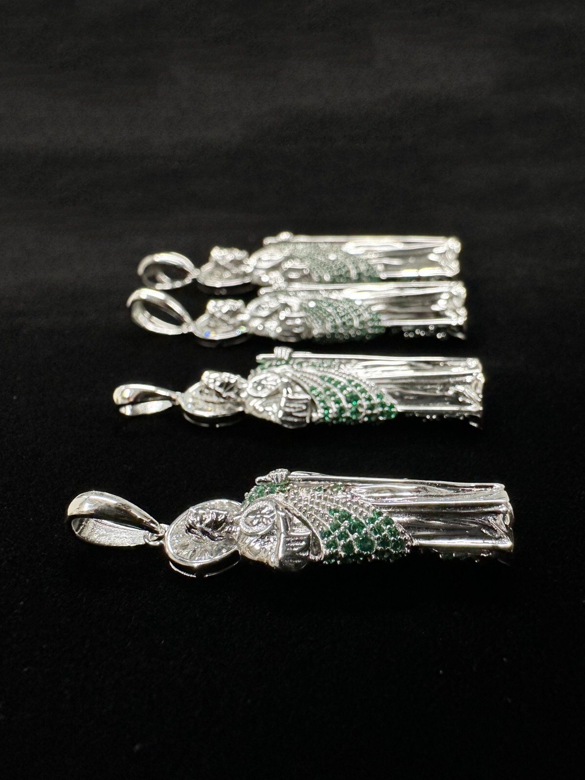Sterling Silver 925 3D St Jude Green CZ San Judas Tadeo Pendant | eBay
