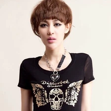 Unique Fashion Punk Rock Style Collar Bib Necklace Choker Heart Pendant Chain