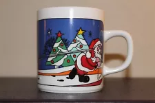 Vintage Santa Pulling his Sleigh - Funny Christmas Scene Mug by Kun-Lun