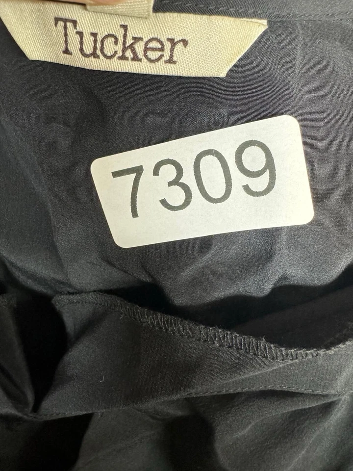 Платье Tucker женское шелковое черное с оборками на шее карьерное сбоку на молнии классическое M сделано в США - Изображение 4 из 4
