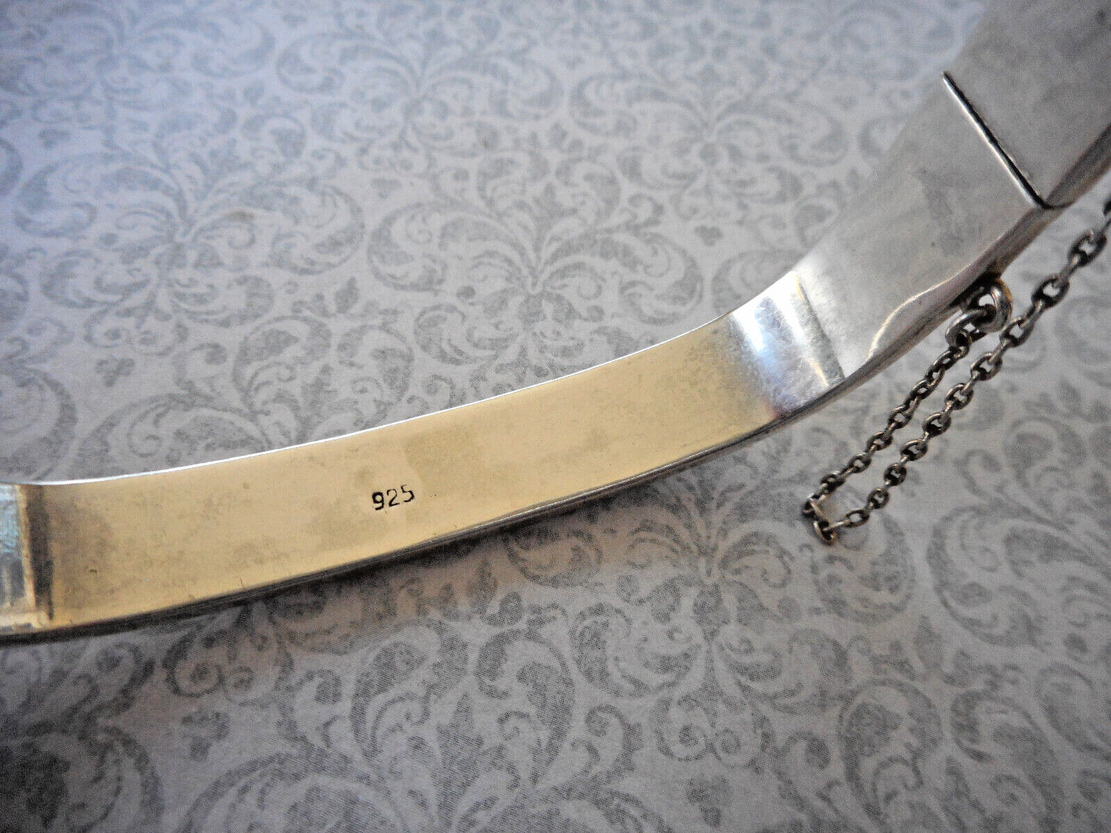 Rectangular Sterling Silver Etched Bangle Bracele… - image 5