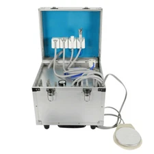Mobile Dental Delivery Unit Portable Rolling Box Air Compressor Suction 4 Holes