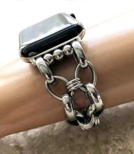 Braided Silver Color Chain Band Apple Watch 7 6 5 4 3 2 SE 38mm 40 41 42 44 45mm