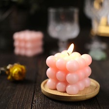 2 BLUSH Bubble Cube Unscented Paraffin Wax CANDLES Wedding Centerpieces Events