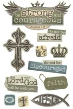 FAITH Jesus Lord God  Strong Courageous Strong Scripture Paper House Stickers