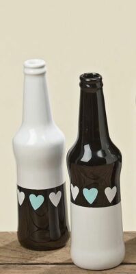 1x Dekovase Varel H22cm Vase Blumenvase Flasche Flaschenvase Shabby Black White