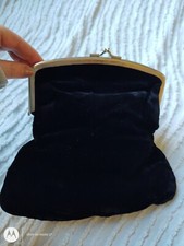 BEAUTIFUL VINTAGE GARAY BLACK VELVET CLUTCH PURSE HANDBAG USED METAL CLASP