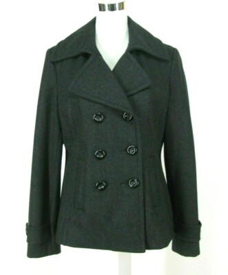 Manteau Pea Coat Nine West - Taille 8 - 100% Laine - Noir - Occasion Très Bon état