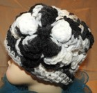 Beanie flower design hand crochet Child  Baby hat BLACK GRAY White NEW — photo 2
